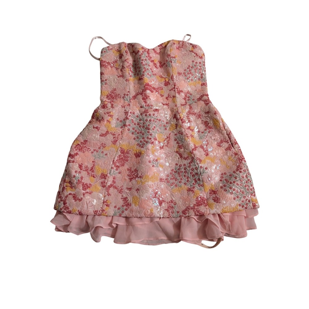 Oh Polly Eliselle Pink Embellished Strapless Corset Mini Dress US 0 NEW Prom - Picture 5 of 11